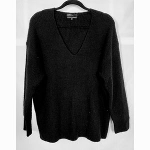 Something Navy V-Neck Black Sweater